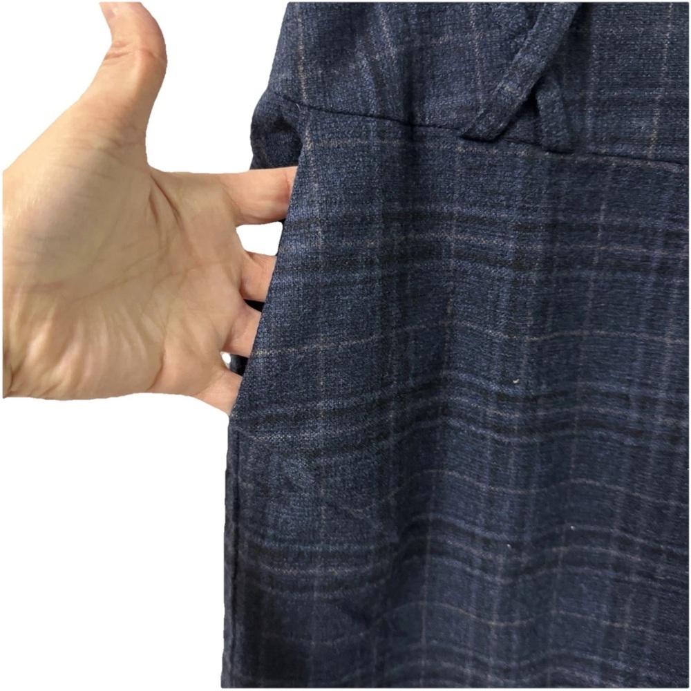 🛍️ J.McLaughlin Women Navy Check Pencil Skirt sz4 Glen Plaid 100% Wool Lined - Picture 7 of 12